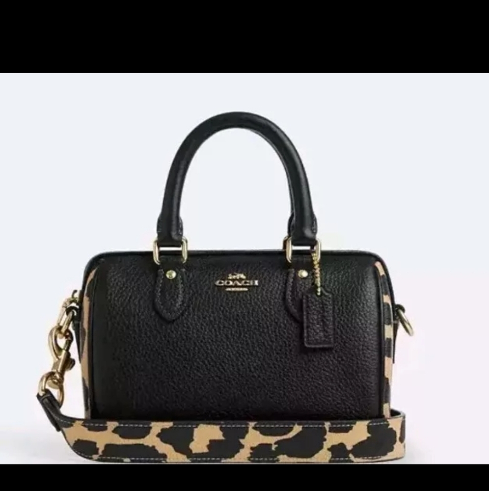 NEW! COACH MINI ROWAN CROSSBODY BAG WITH LEOPARD PRINT NWT!